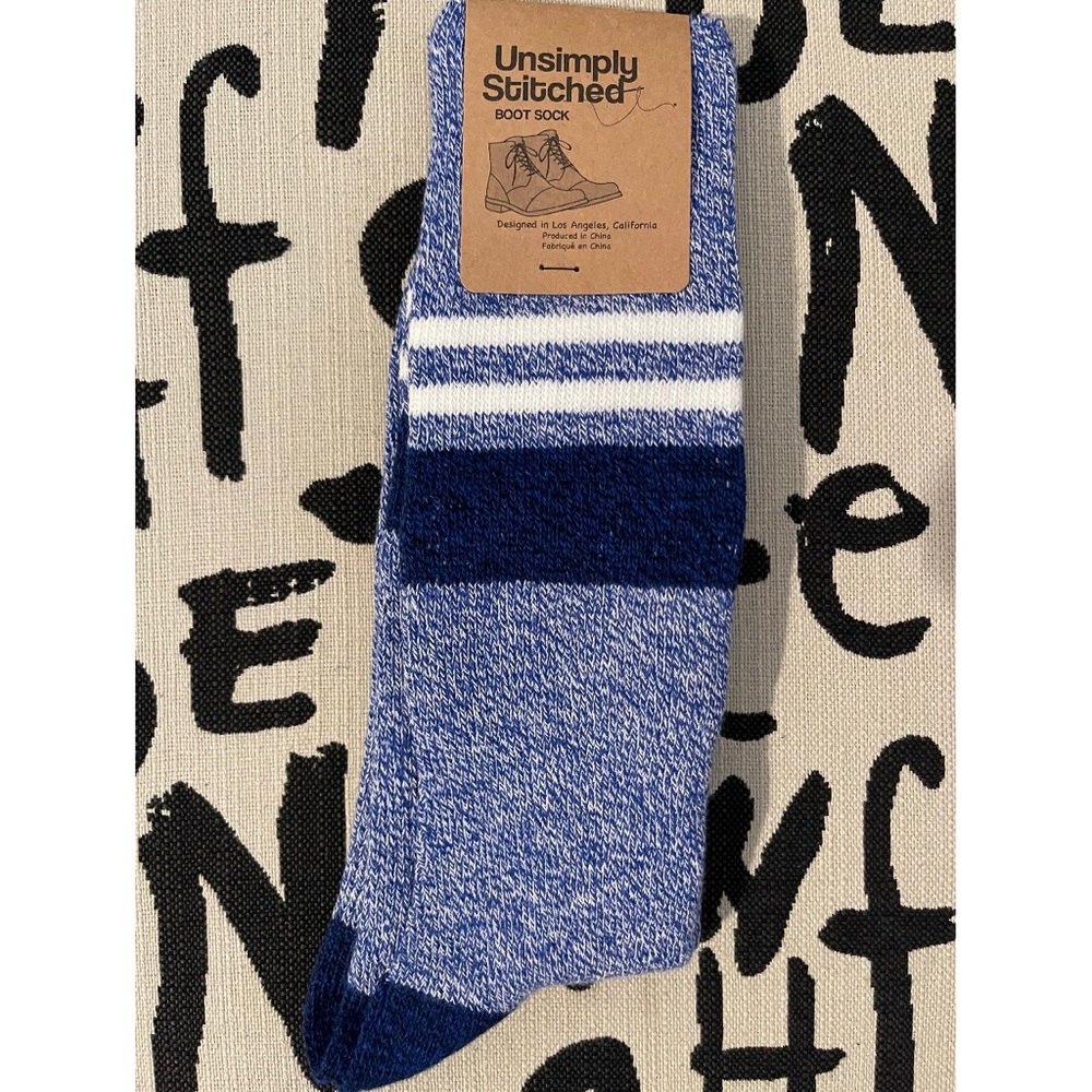 Unsimply Stitched Boot Sock - Blue White